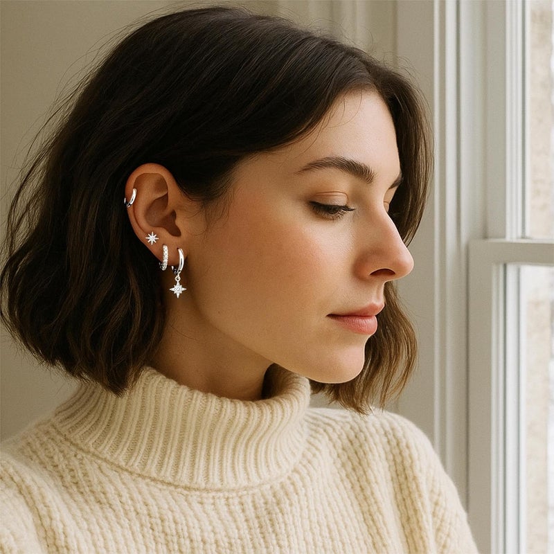 Poxtex Small Gold Huggie Hoop Earrings Set for Women Men Hypoallergenic 14K Plated Stack Cartilage Earrings, Multiple Piercing Lightweight Mini Thin Cute Dainty Trendy Jewelry Set Christmas Gifts for Women - Image 4